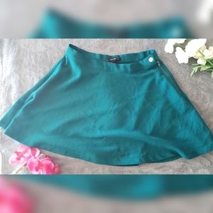 Forever 21 Button Detail Teal Skater Skirt